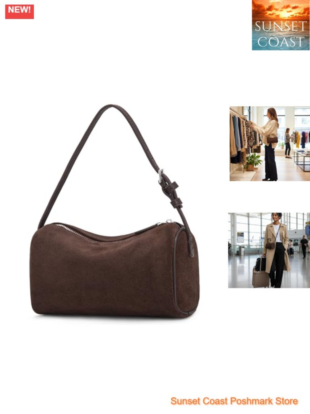 Genuine Leather Crossbody Bag Small Barrel Purse for Women